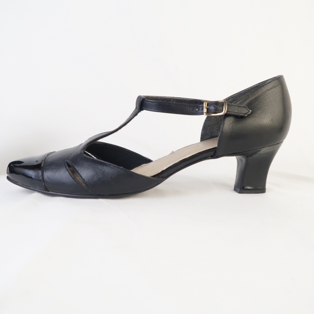 Antique 30s 40s Mary Jane t-strap kitten heels SHA-05
